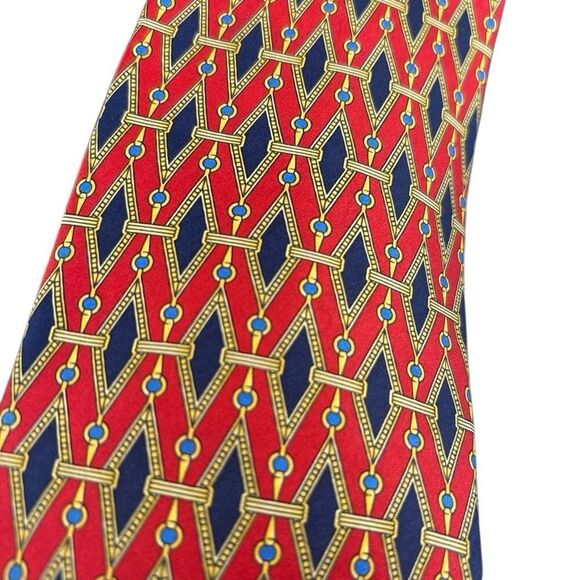 Tom James Green Label Red and Blue All Silk Tie - Picture 1 of 4